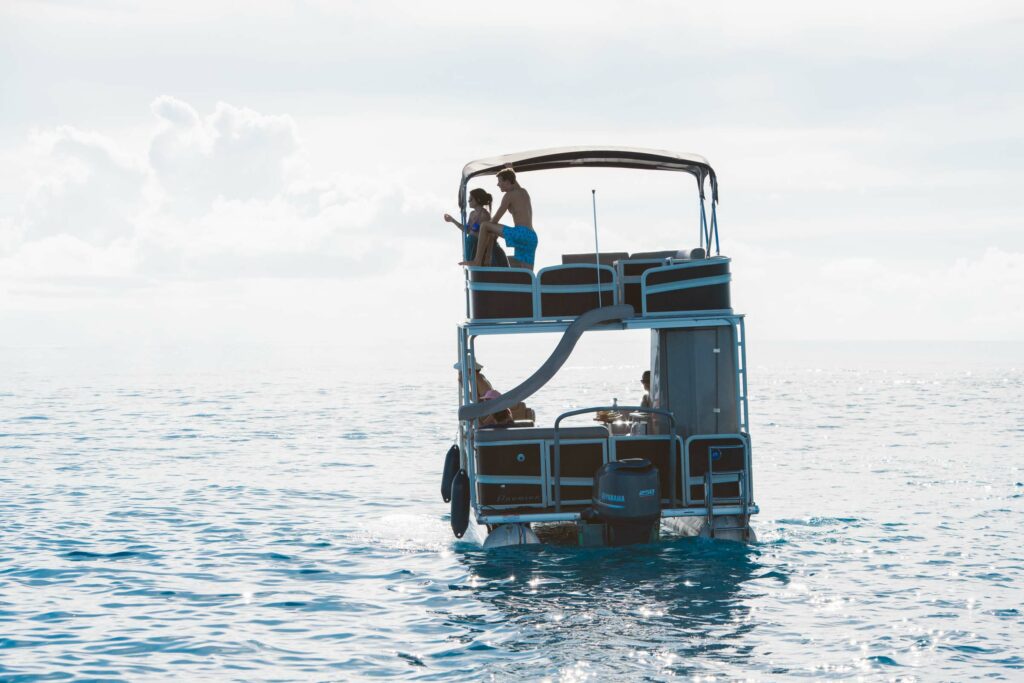 Private boat on Bora Bora's surf spot