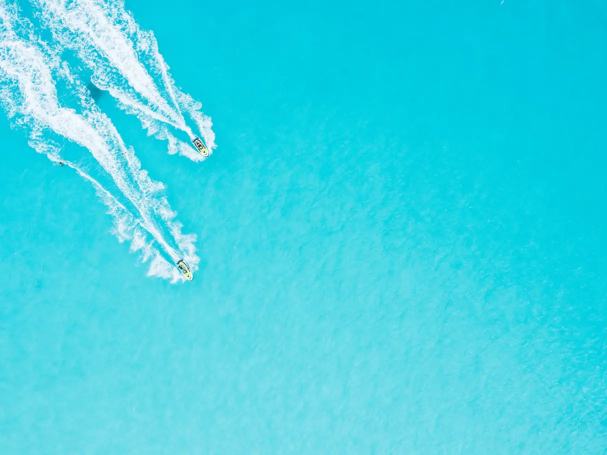 Aerial picture jet ski bora bora
