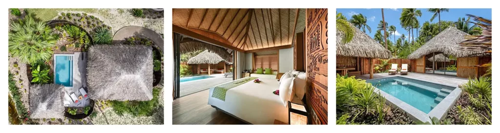 3 pictures of the Garden villa with pool category at Le Bora Bora