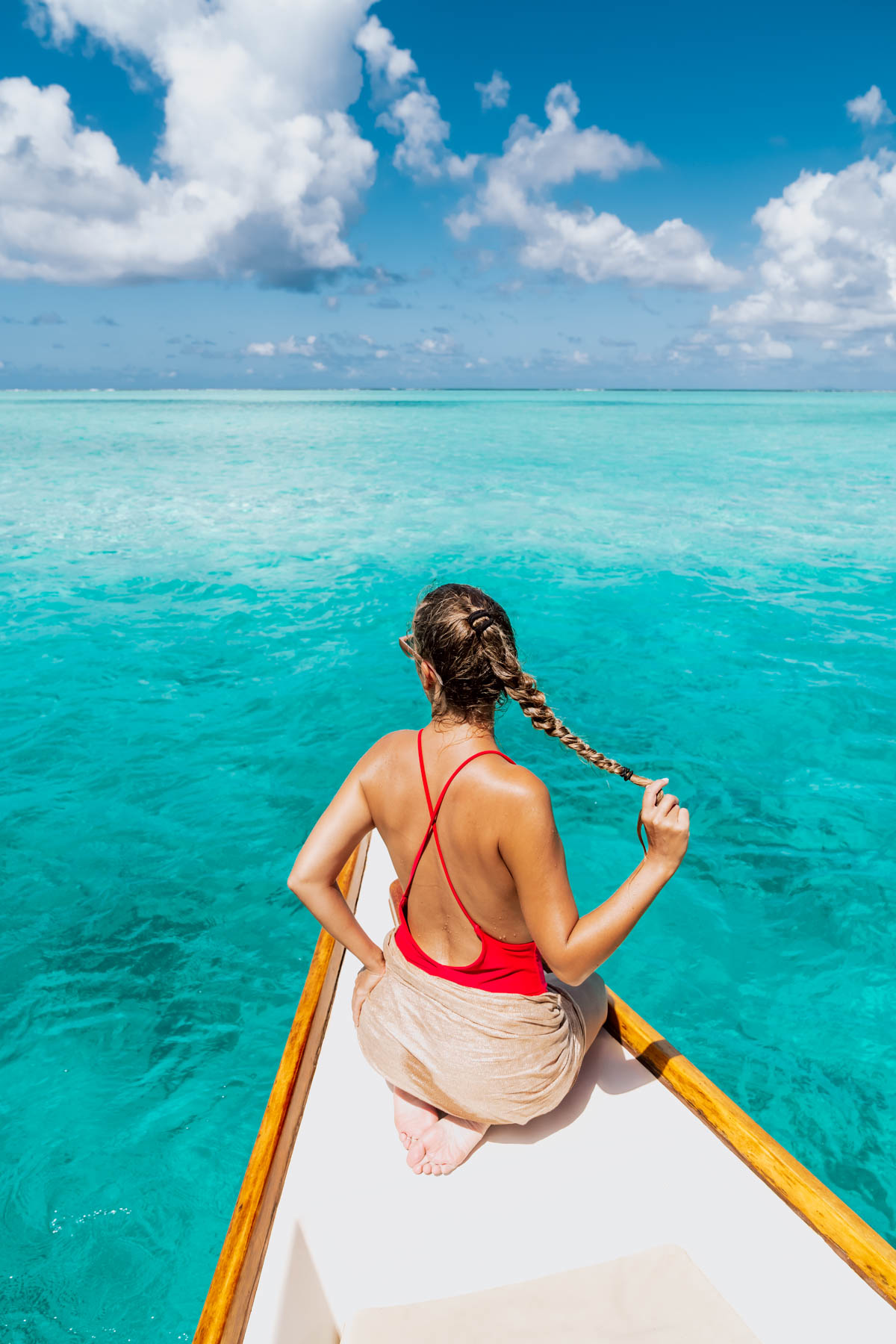 Woman during a snorkeling tour in Bora Bora