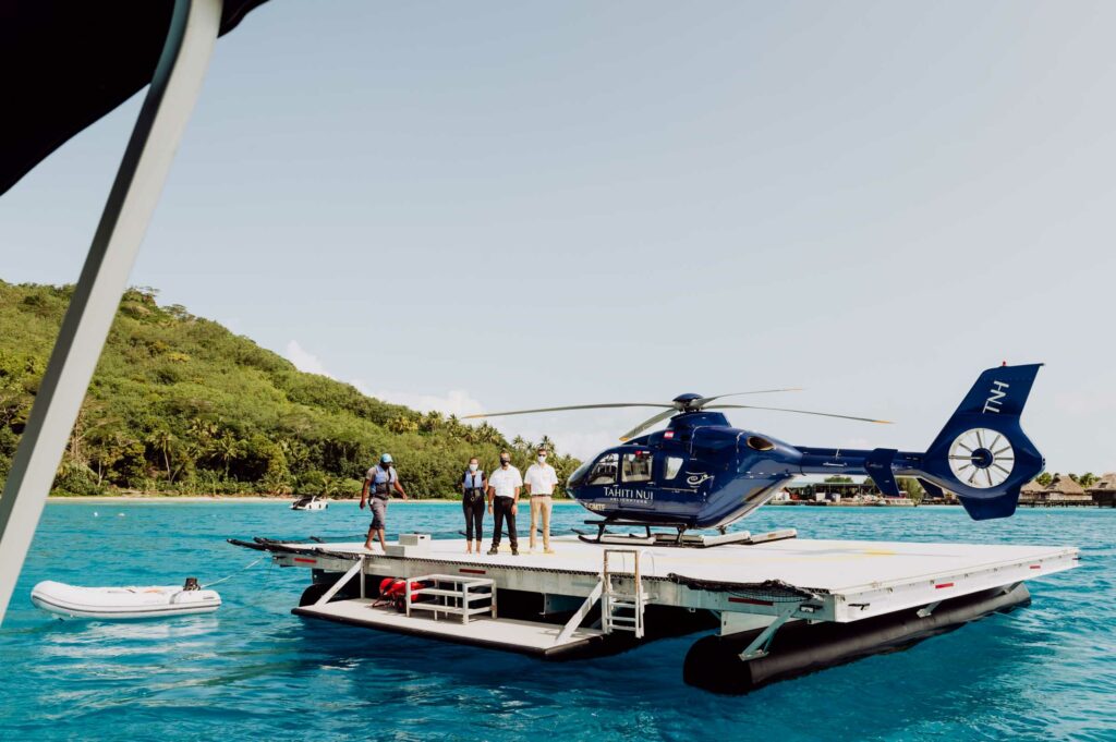 Floating helipad at the Conrad Bora Bora