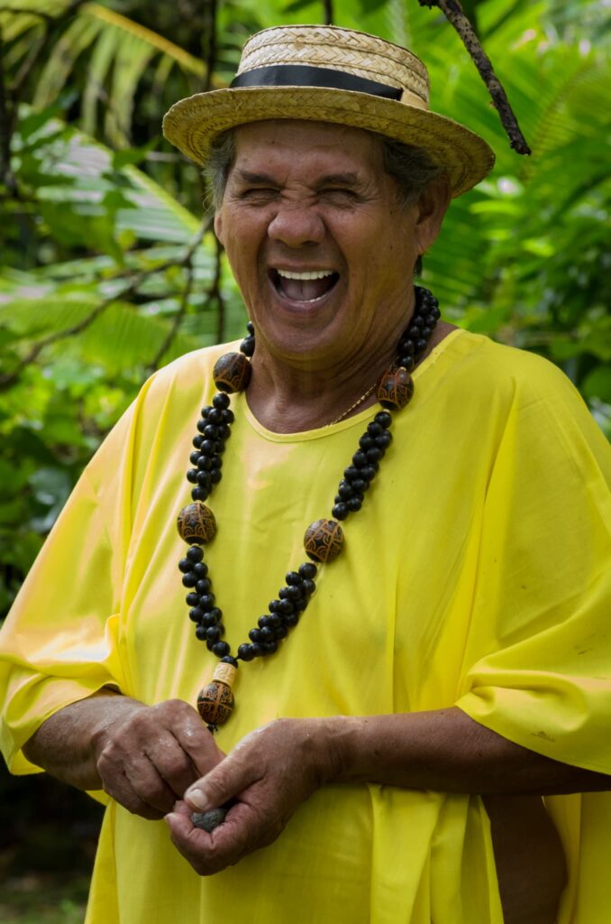 Tahitian man laughing