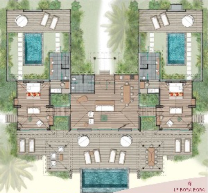 Royal beach villa with pool layout at Le Bora Bora