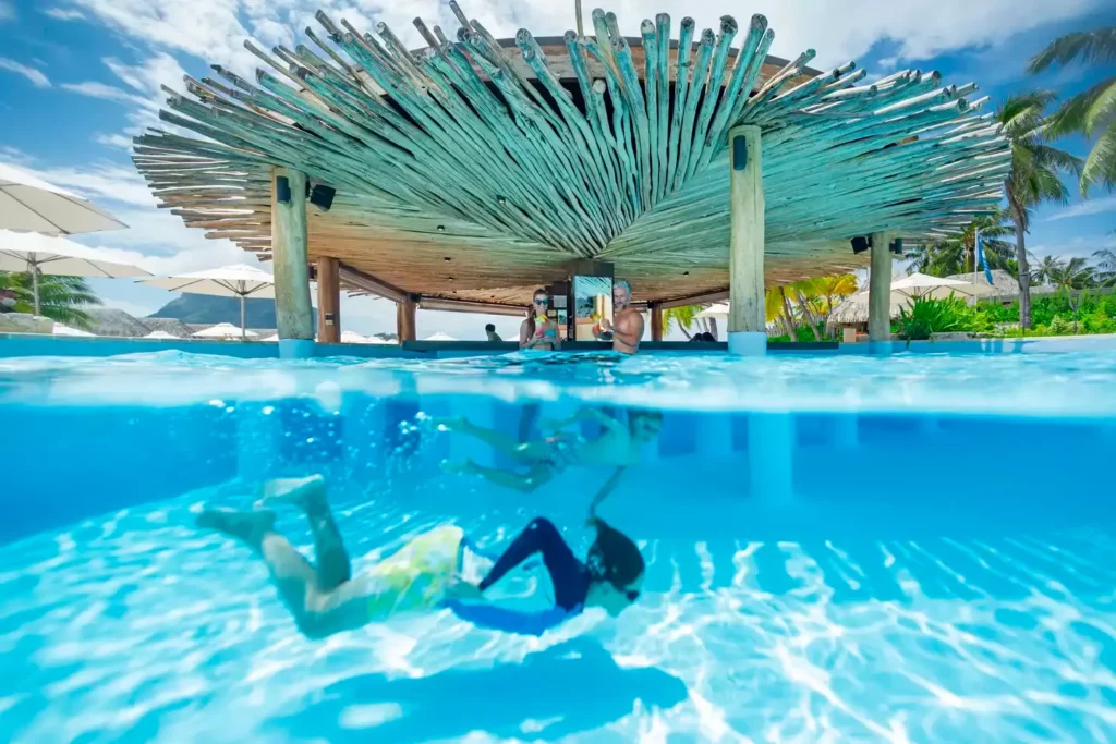 Manuia bar (swim up bar) at Le Bora Bora by Pearl Resorts