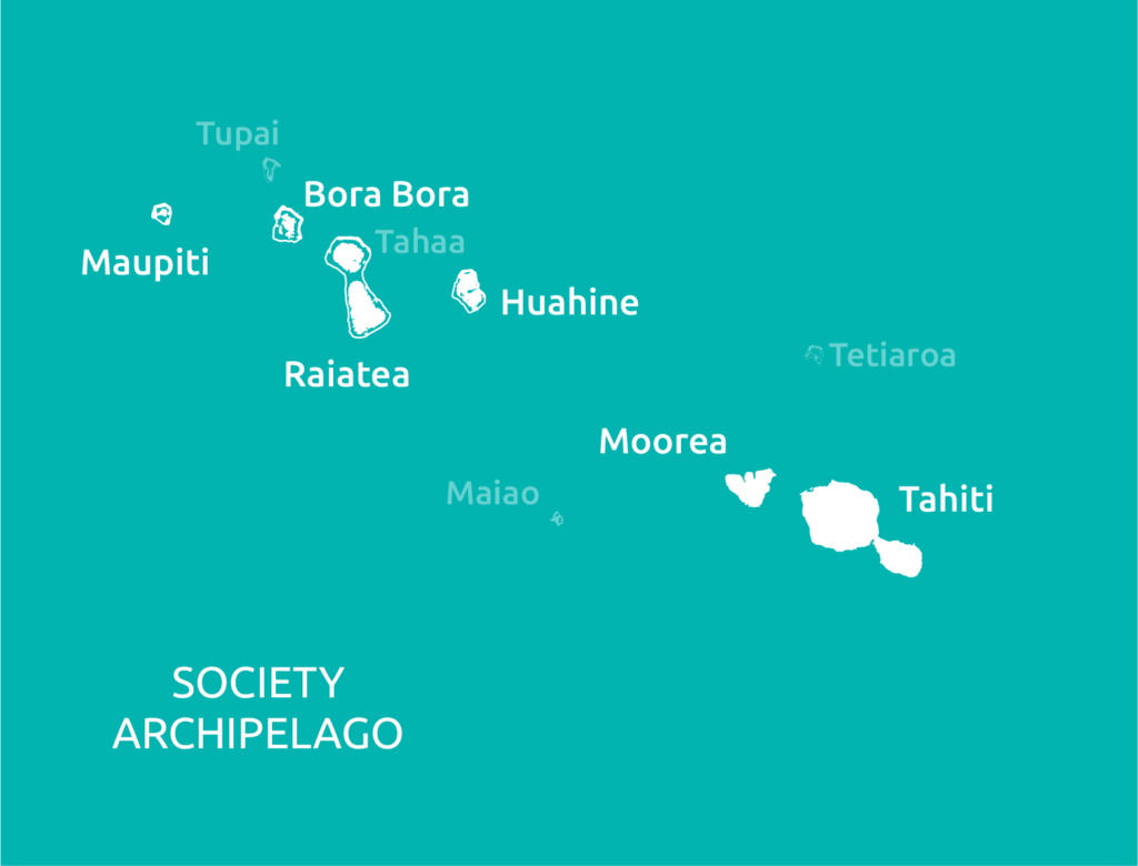 Map of the Included islands in the Air Tahiti Pass