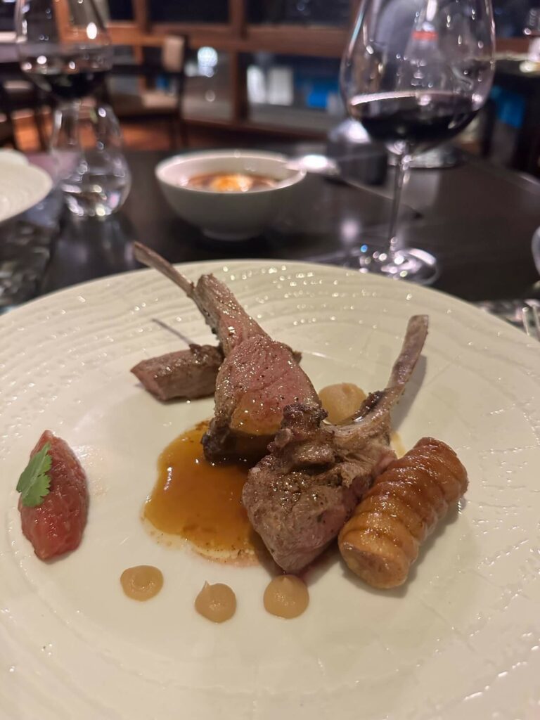 Smoked lamb main course at Lagoon by Jean-Georges