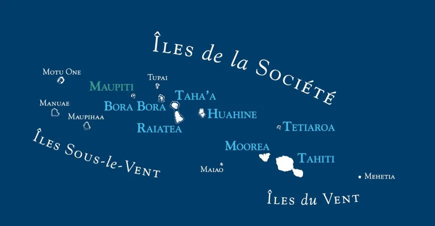 Map of the society islands - French Polynesia