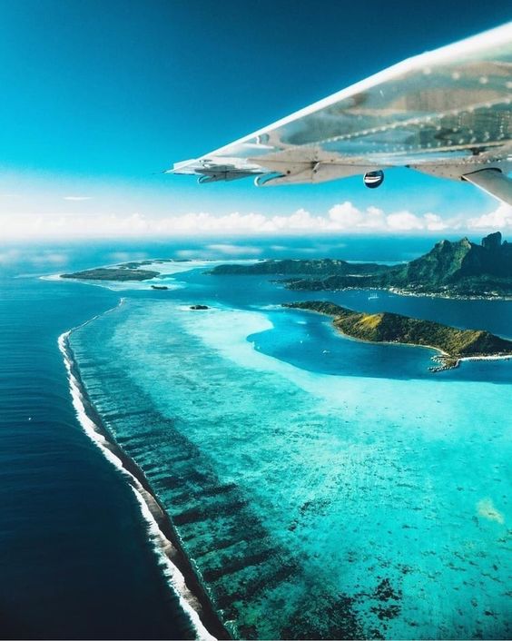 Plane view when arriving in Bora Bora