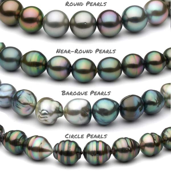 different shapes of tahitian pearls
