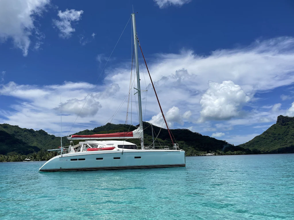 A catamaran in Bora Bora