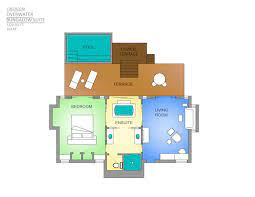 Floor plan - One Bedroom Mountain-View Overwater Bungalow Suite With Plunge Pool - Four Seasons Resort Bora Bora