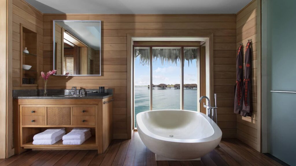 Bathroom - One Bedroom Otemanu Overwater Bungalow Suite With Plunge Pool - Four Seasons Resort Bora Bora