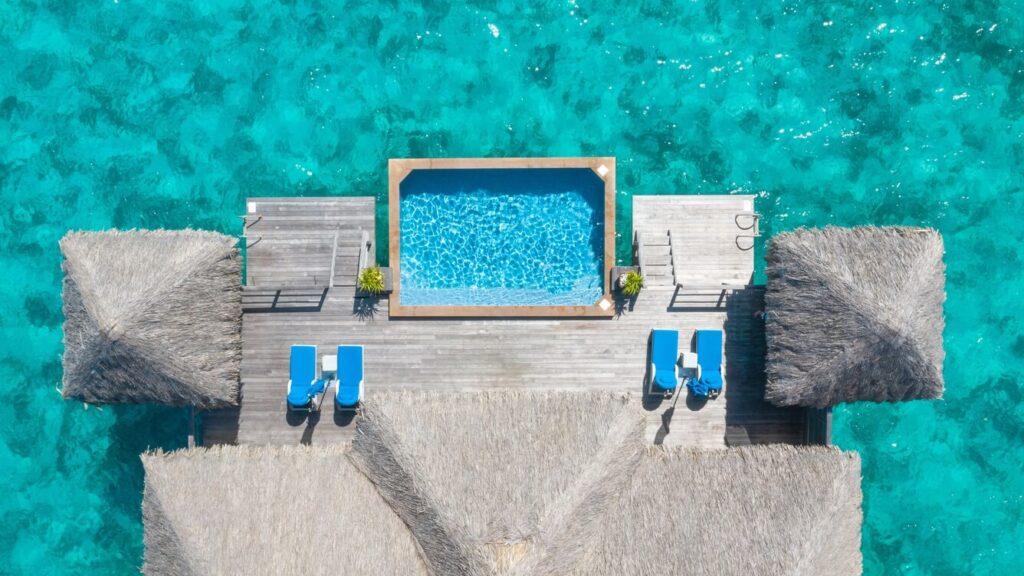 Drone view - Overwater Royal With Pool - St Régis Bora Bora