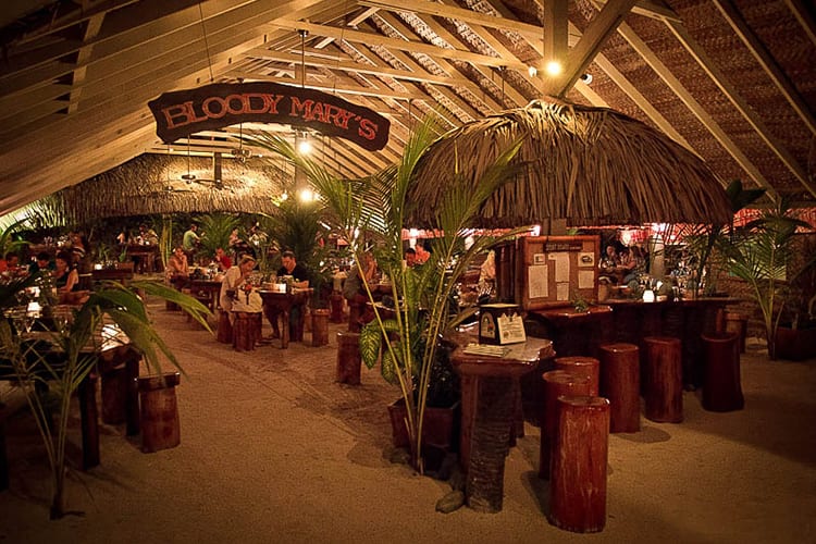 Inside the Bloody Mary's restaurant in Bora Bora