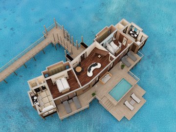 Floor Plan - Presidential Overwater Villa - Conrad Bora Bora Nui