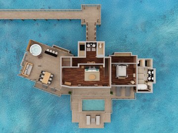 Floor plan - Presidential Overwater Villa - Conrad Bora Bora Nui
