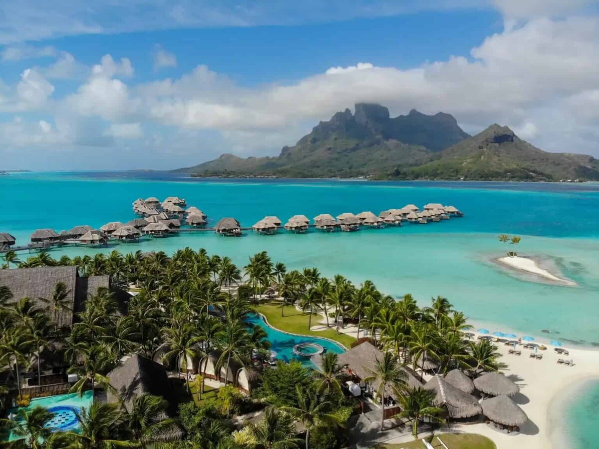 Four Seasons Bora Bora seen from the sky